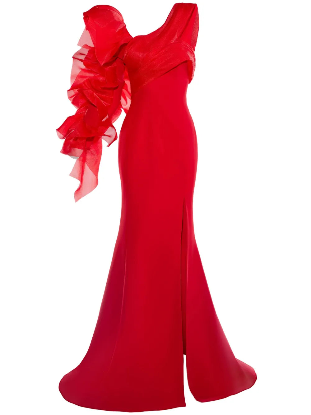 ruffle-sleeve gown