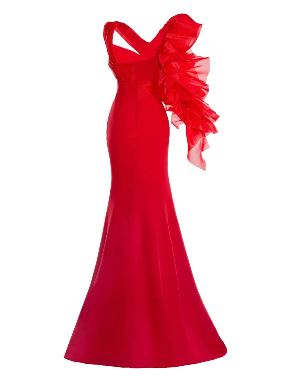 ruffle-sleeve gown