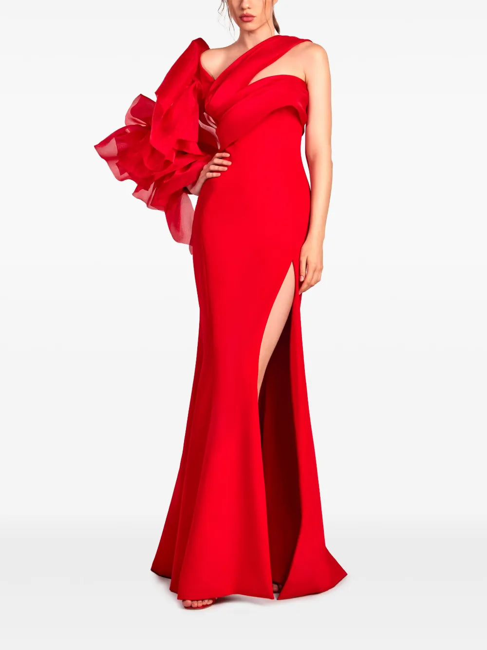 ruffle-sleeve gown