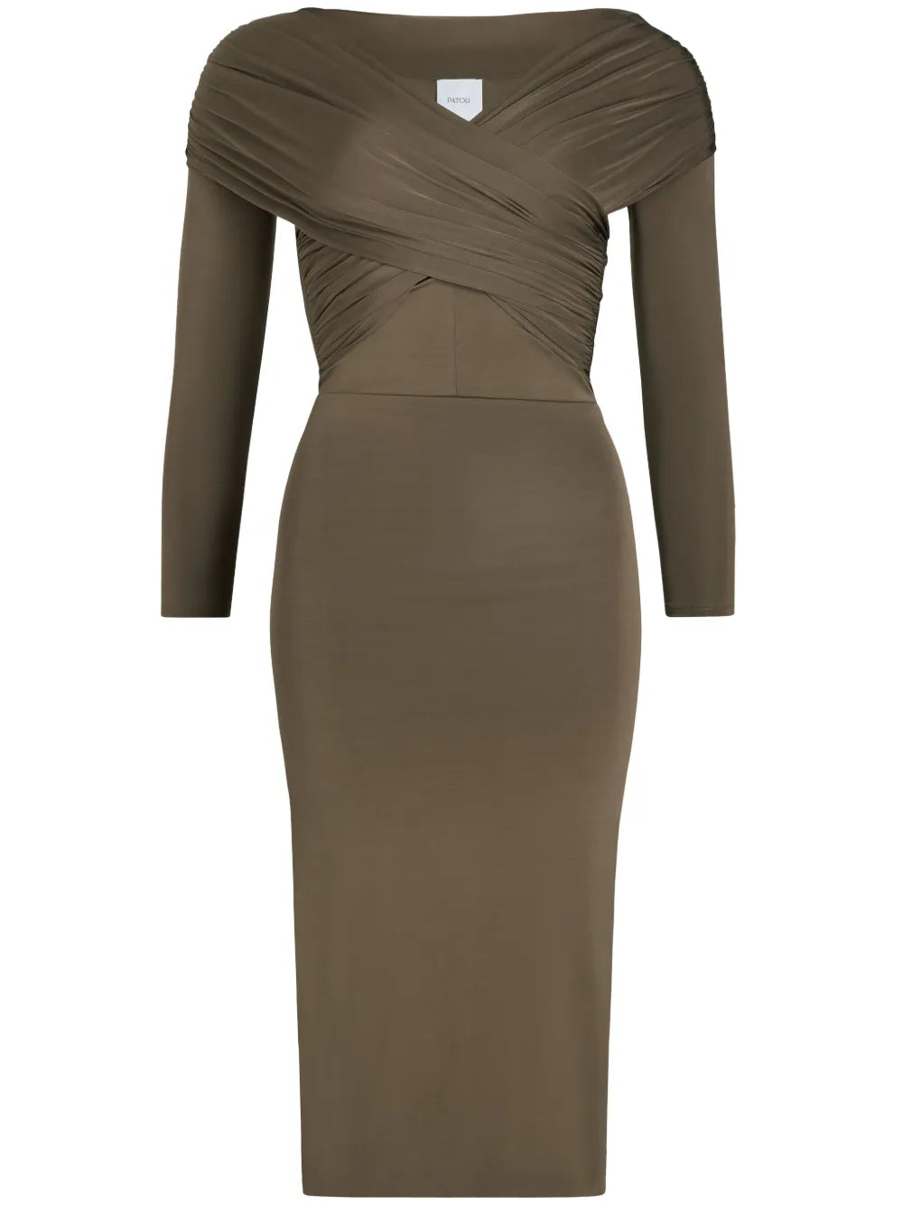 jersey wrap midi dress