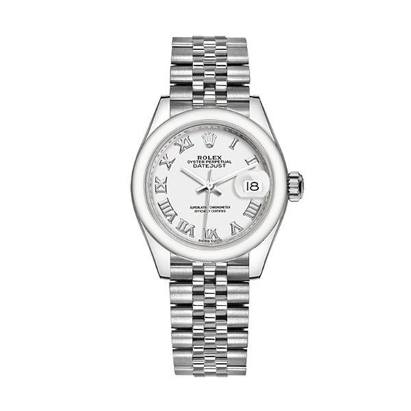 Rolex Datejust 28Mm Domed Bezel Silver Index Dial Jubilee Bracelet Ladies Watch