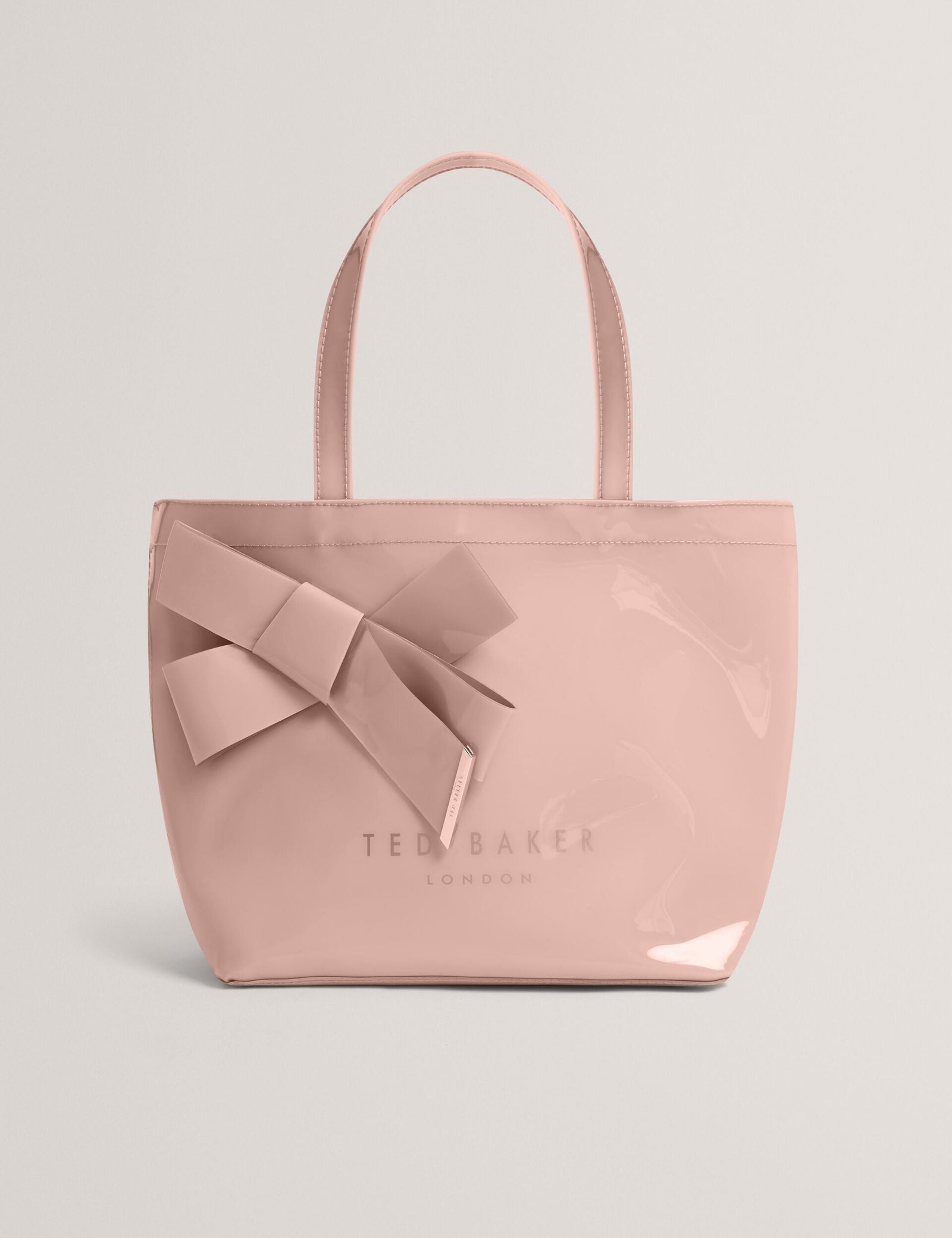 Ted Baker Nikicon Black Small Knot Bow Vinyl Icon Tote Bag Pale Pink Women's