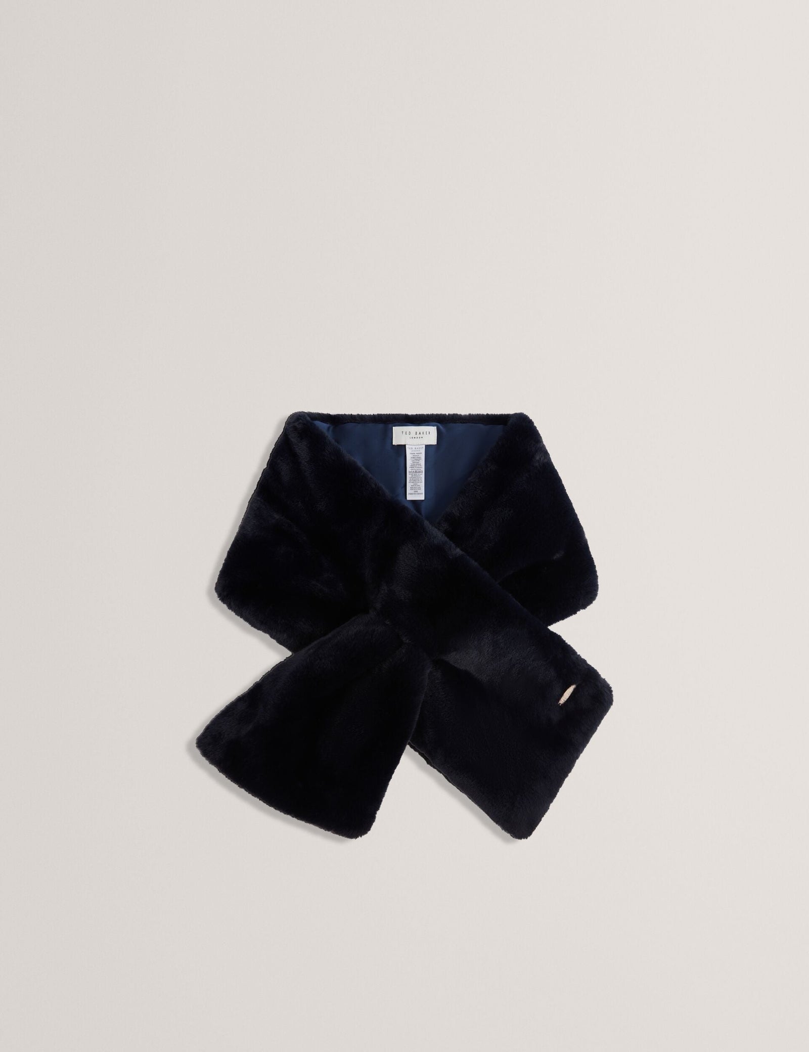 Ted Baker Emaaaas Faux Fur Loopthrough Stole Scarf In Navy Women's