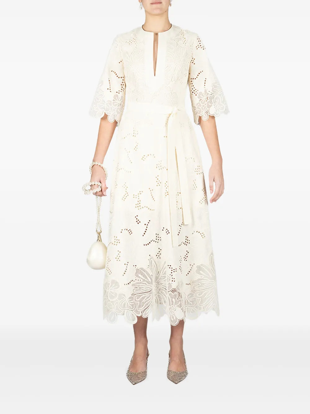 embroidered midi dress