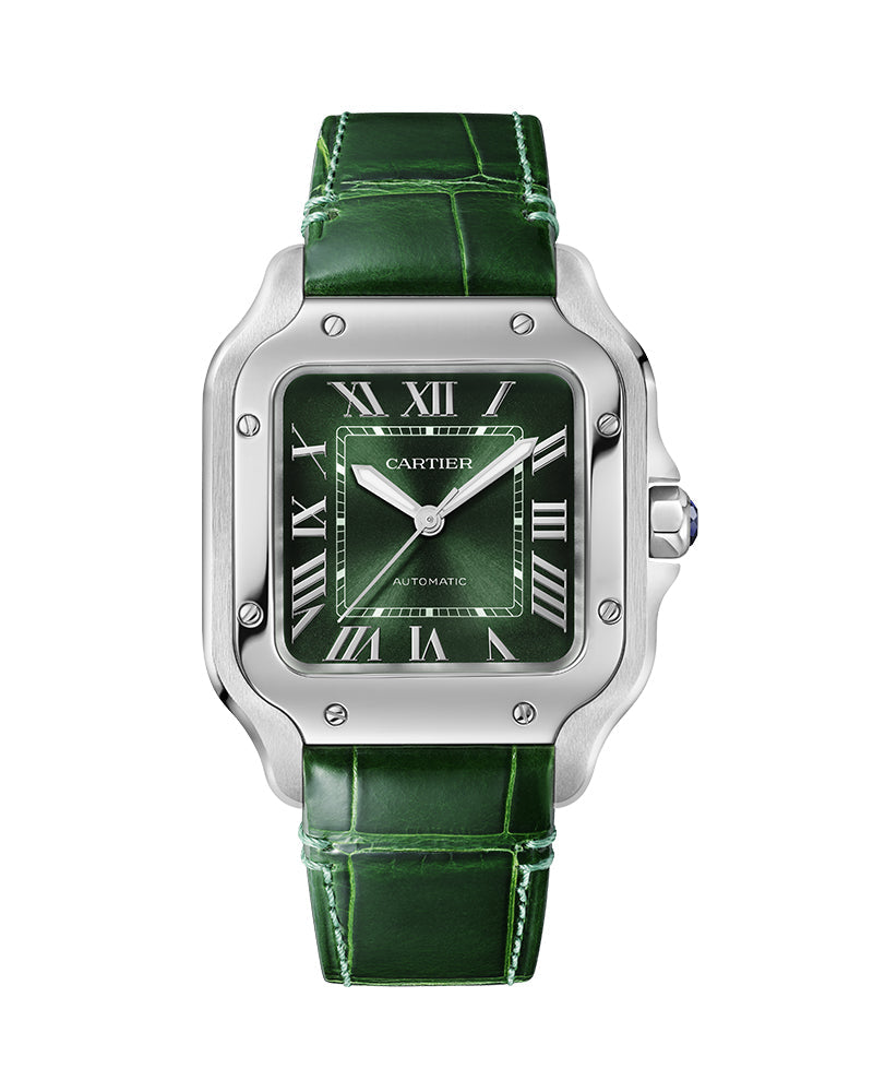 CARTIER Santos De Cartier, Medium, Automatic, Steel, Interchangeable Steel And Leather Bracelets