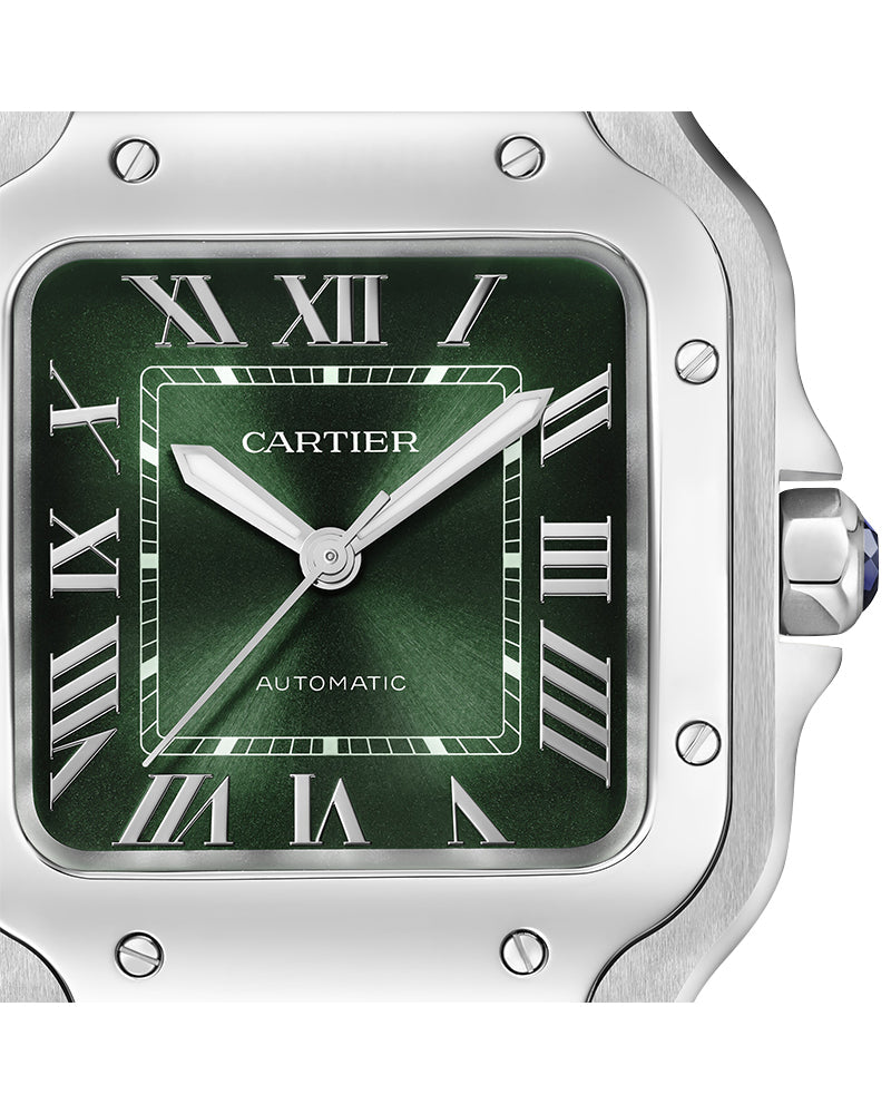 CARTIER Santos De Cartier, Medium, Automatic, Steel, Interchangeable Steel And Leather Bracelets
