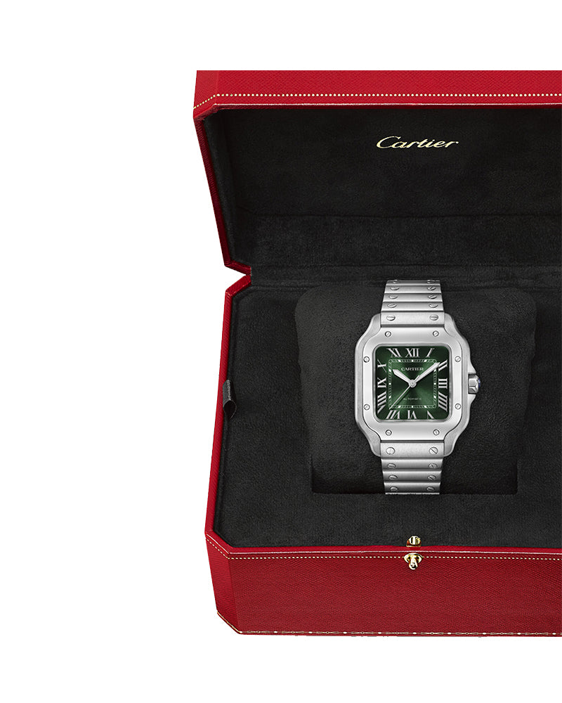 CARTIER Santos De Cartier, Medium, Automatic, Steel, Interchangeable Steel And Leather Bracelets