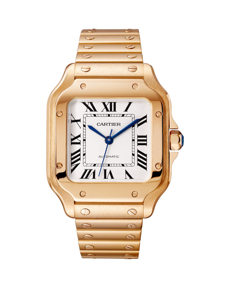 CARTIER SANTOS DE CARTIER, MEDIUM, AUTOMATIC, ROSE GOLD, INTERCHANGEABLE METAL AND LEATHER BRACELETS