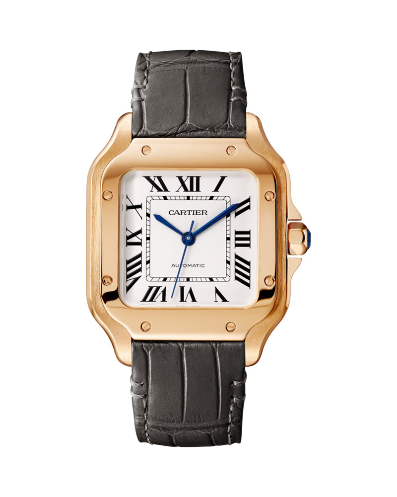 CARTIER SANTOS DE CARTIER, MEDIUM, AUTOMATIC, ROSE GOLD, INTERCHANGEABLE METAL AND LEATHER BRACELETS