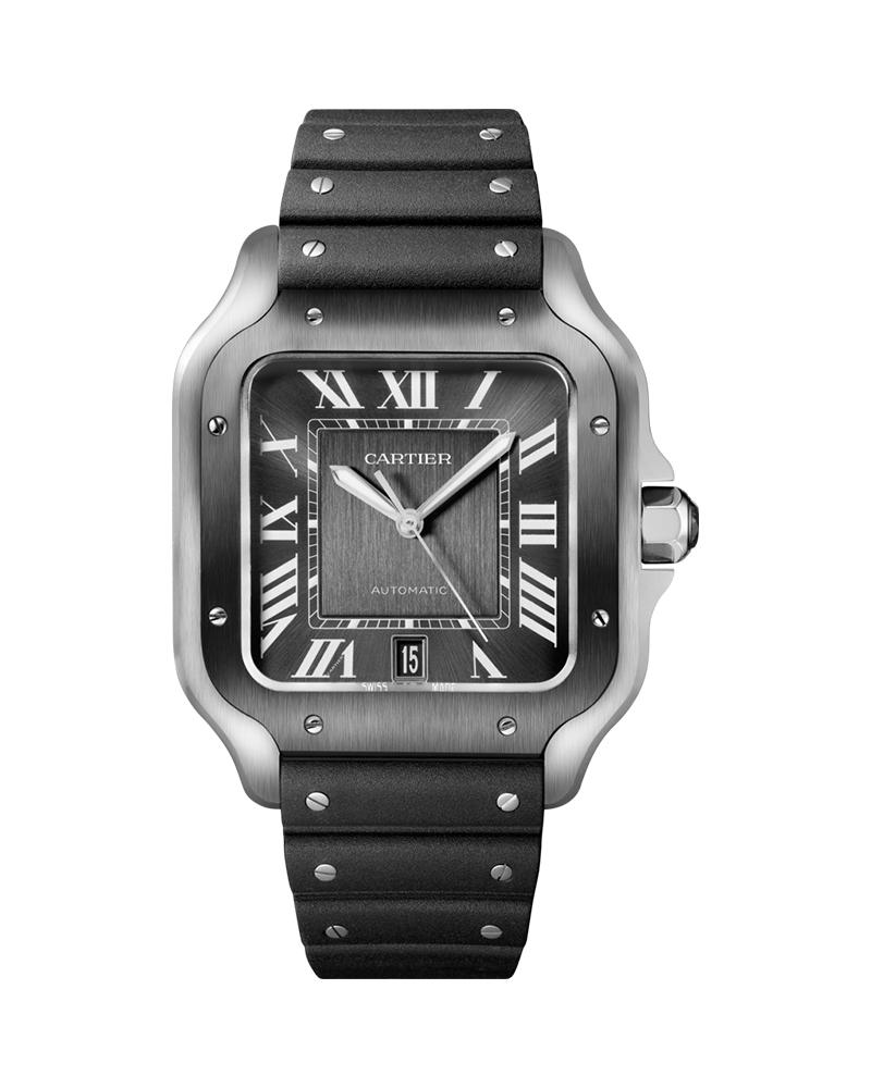CARTIER SANTOS DE CARTIER, LARGE, AUTOMATIC, STEEL, ADLC, INTERCHANGEABLE METAL AND RUBBER BRACELETS
