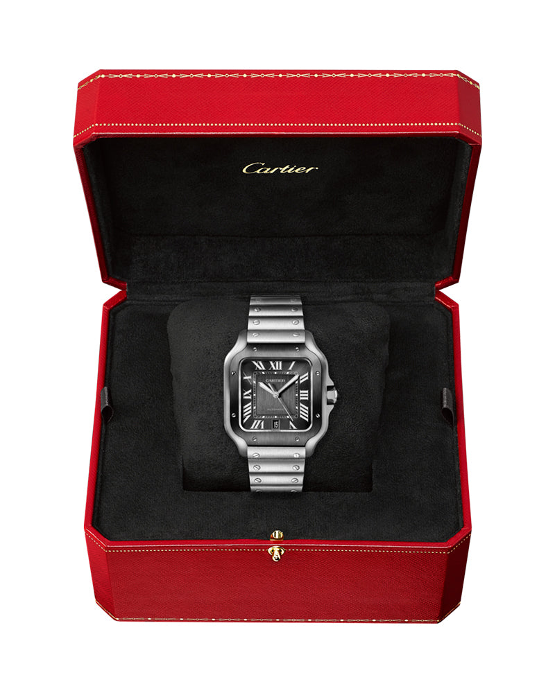 CARTIER SANTOS DE CARTIER, LARGE, AUTOMATIC, STEEL, ADLC, INTERCHANGEABLE METAL AND RUBBER BRACELETS