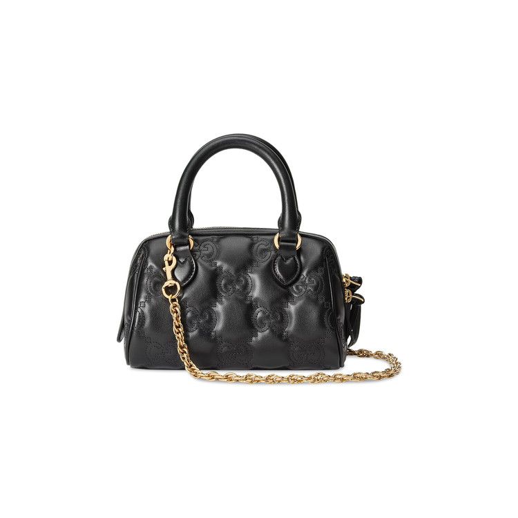 Gucci GG Matelassé Top Handle Bag Black/Natural