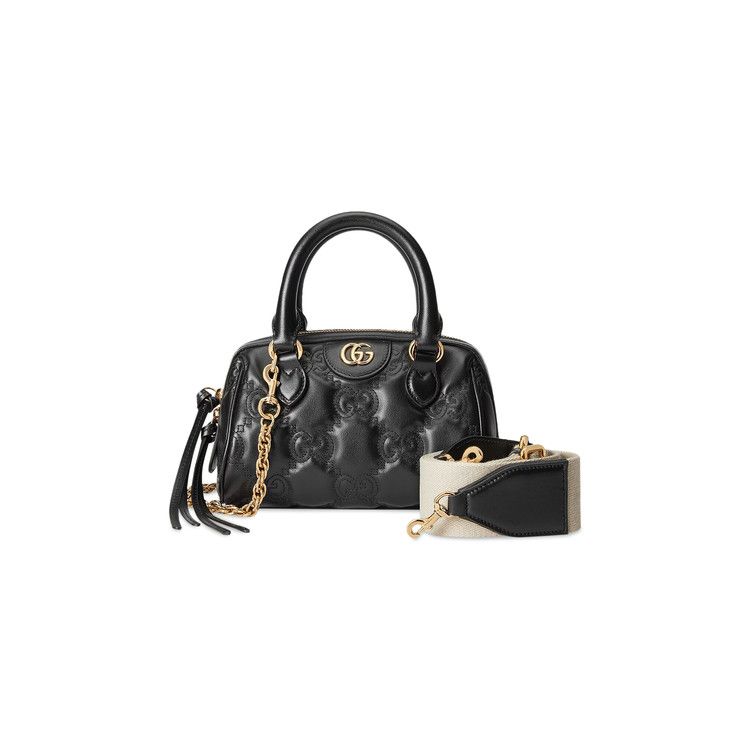 Gucci GG Matelassé Top Handle Bag Black/Natural