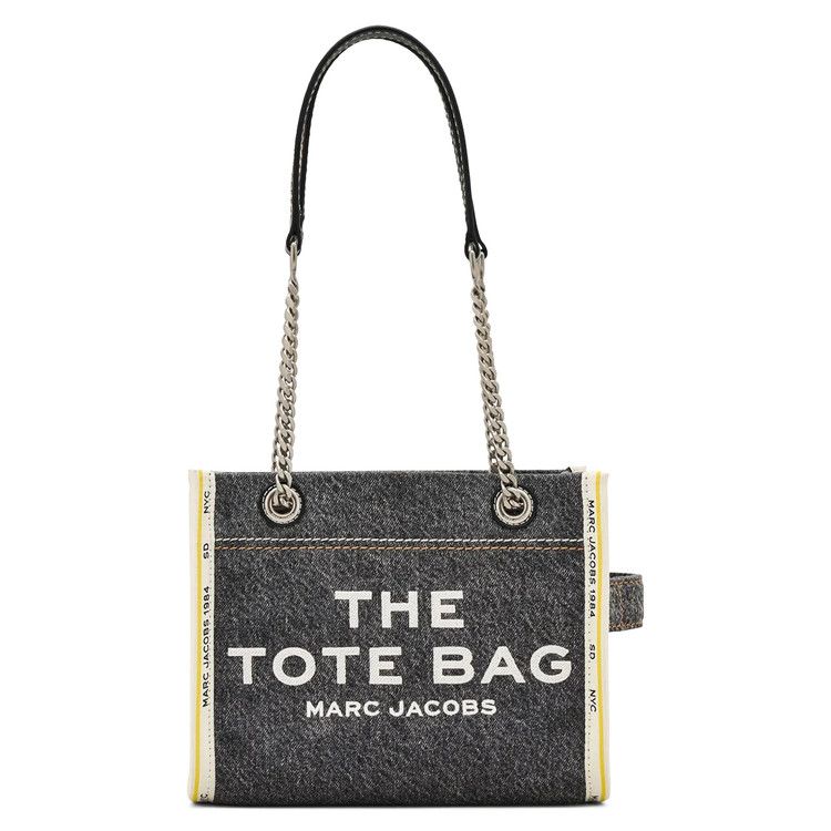 Marc Jacobs Denim Chain Small Tote Bag Black Wash
