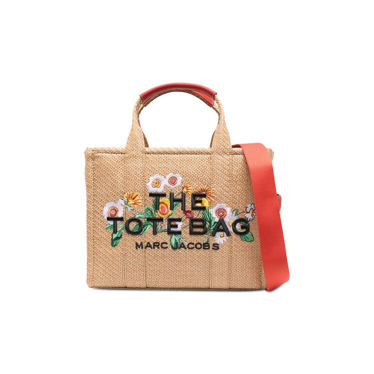 Marc Jacobs Medium Embroidered Daisy Woven Tote Bag Natural