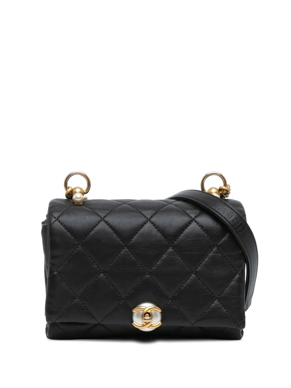 2019 Quilted Calfskin Pearl CC Accordion Flap crossbody bag