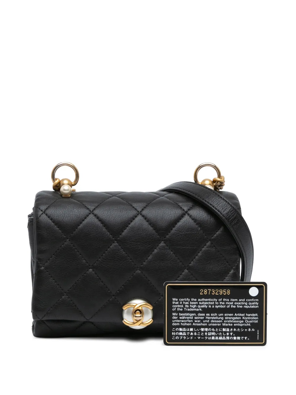 2019 Quilted Calfskin Pearl CC Accordion Flap crossbody bag