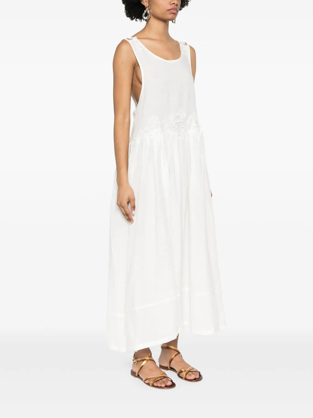 lace-embellished midi dress