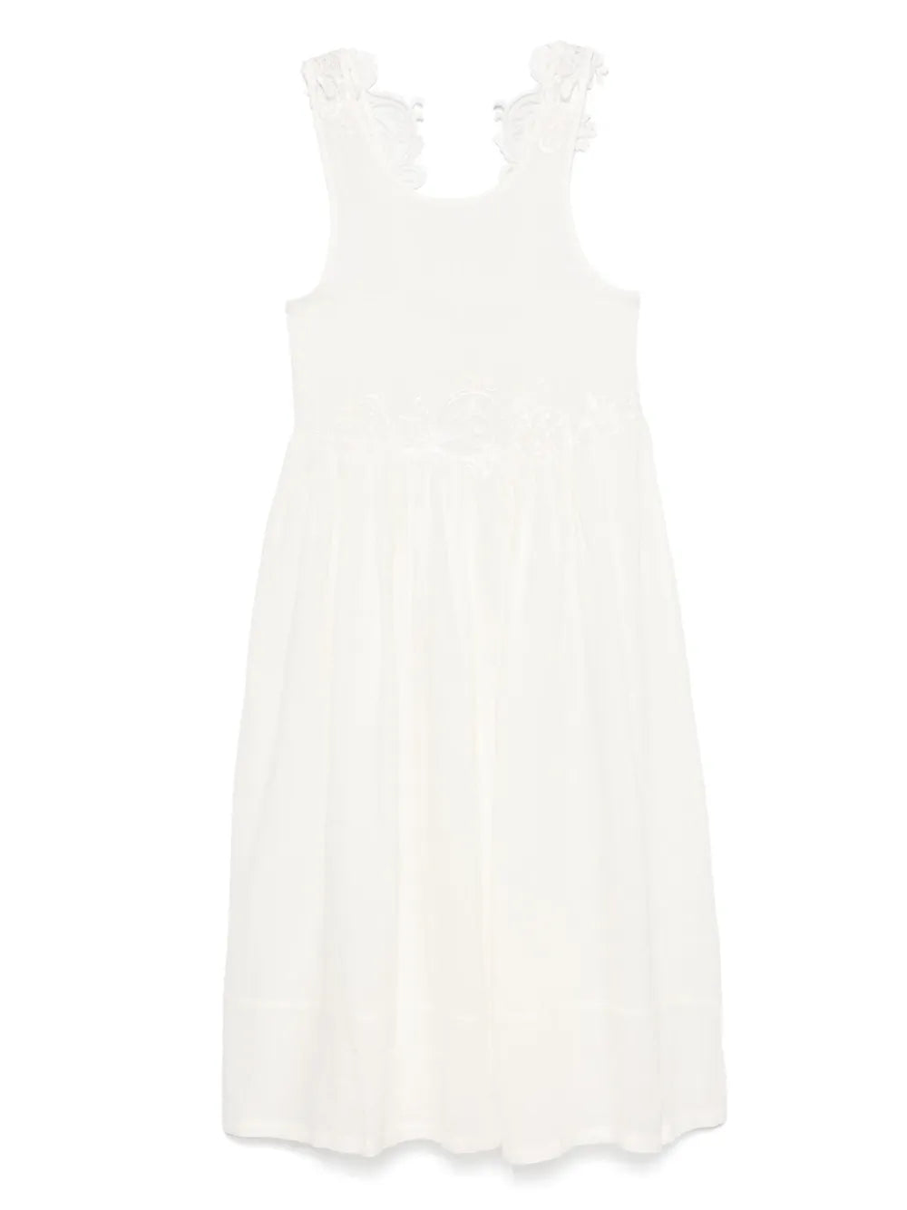 lace-embellished midi dress