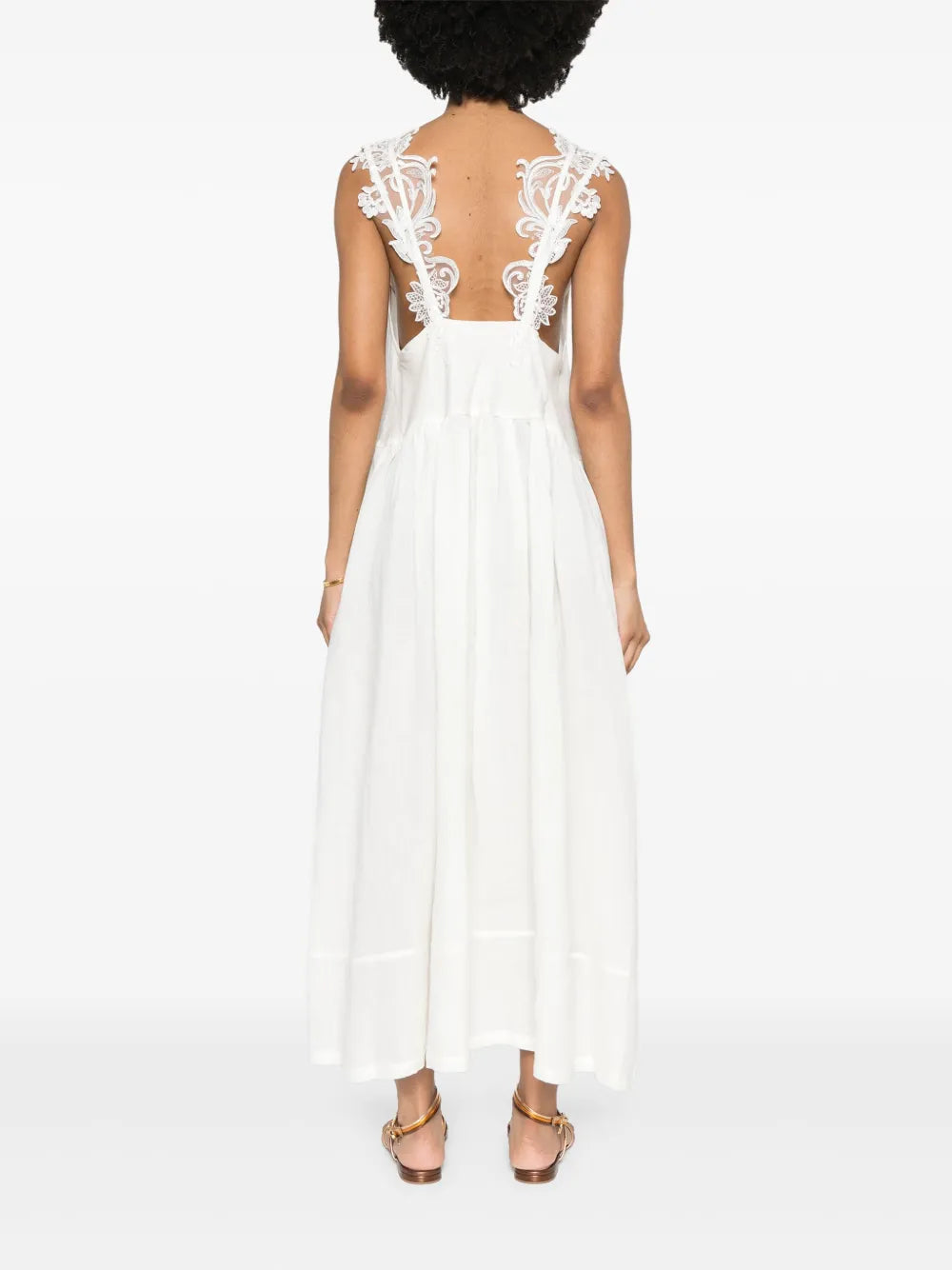 lace-embellished midi dress