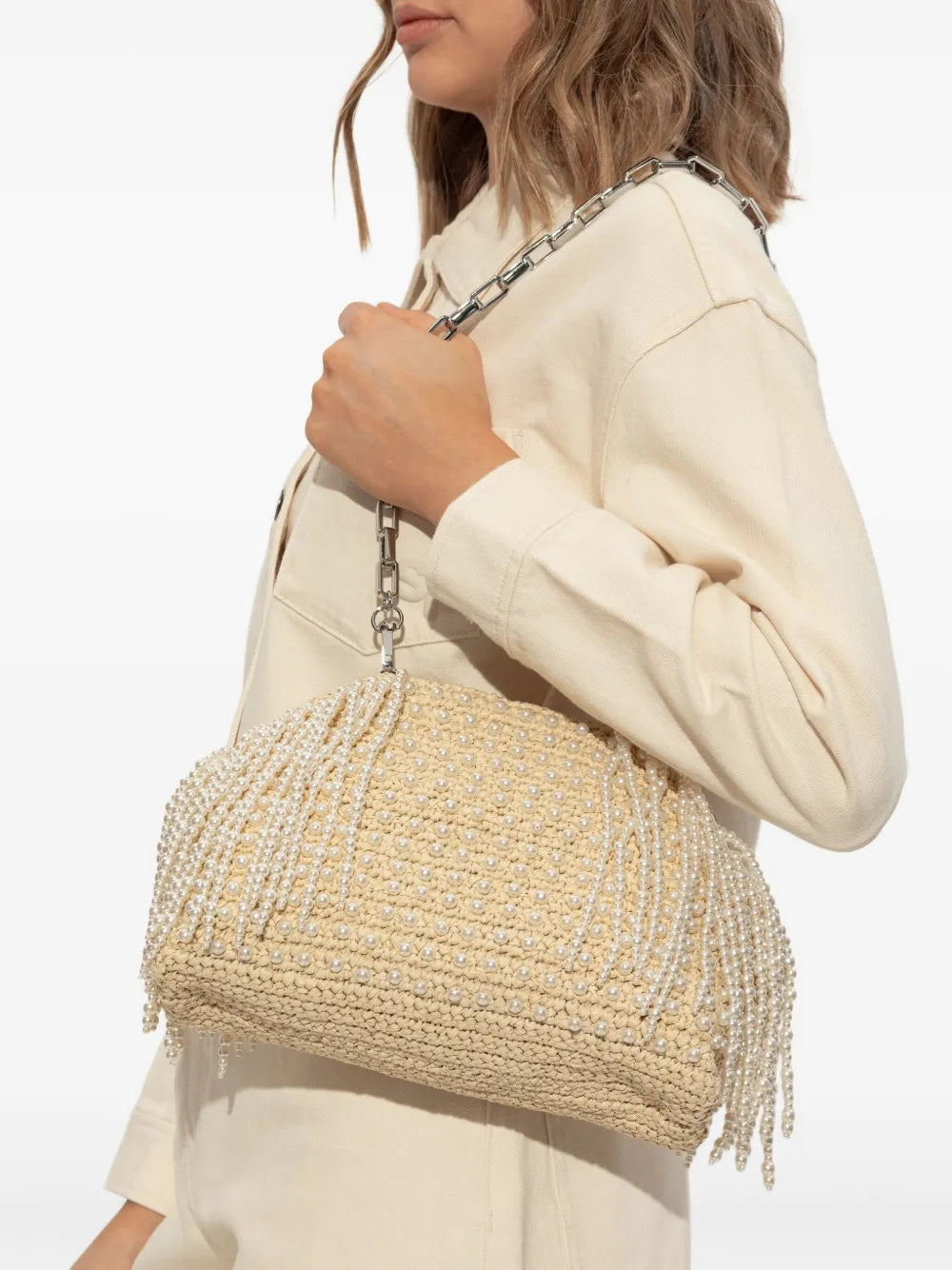pearl-embellished tote bag