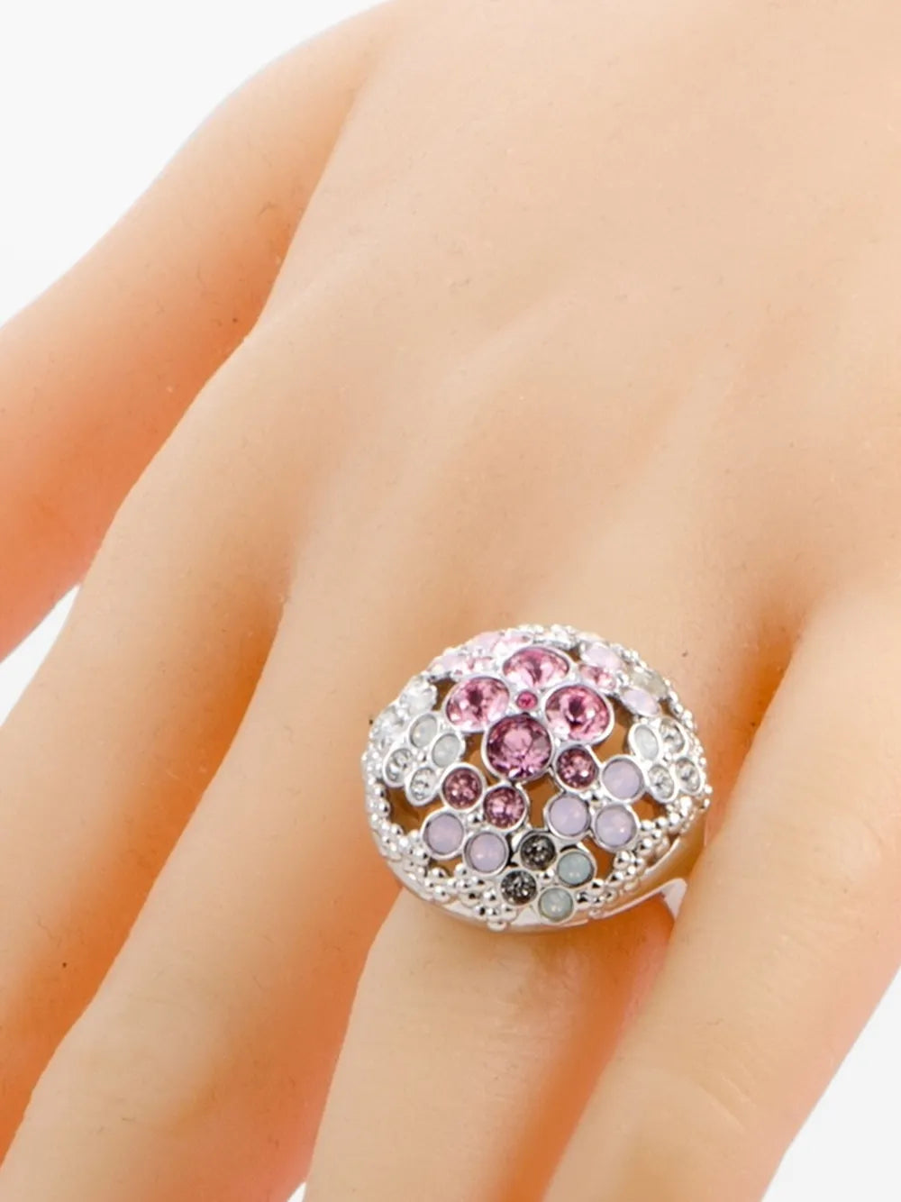 18K white gold Crystal Flower ring