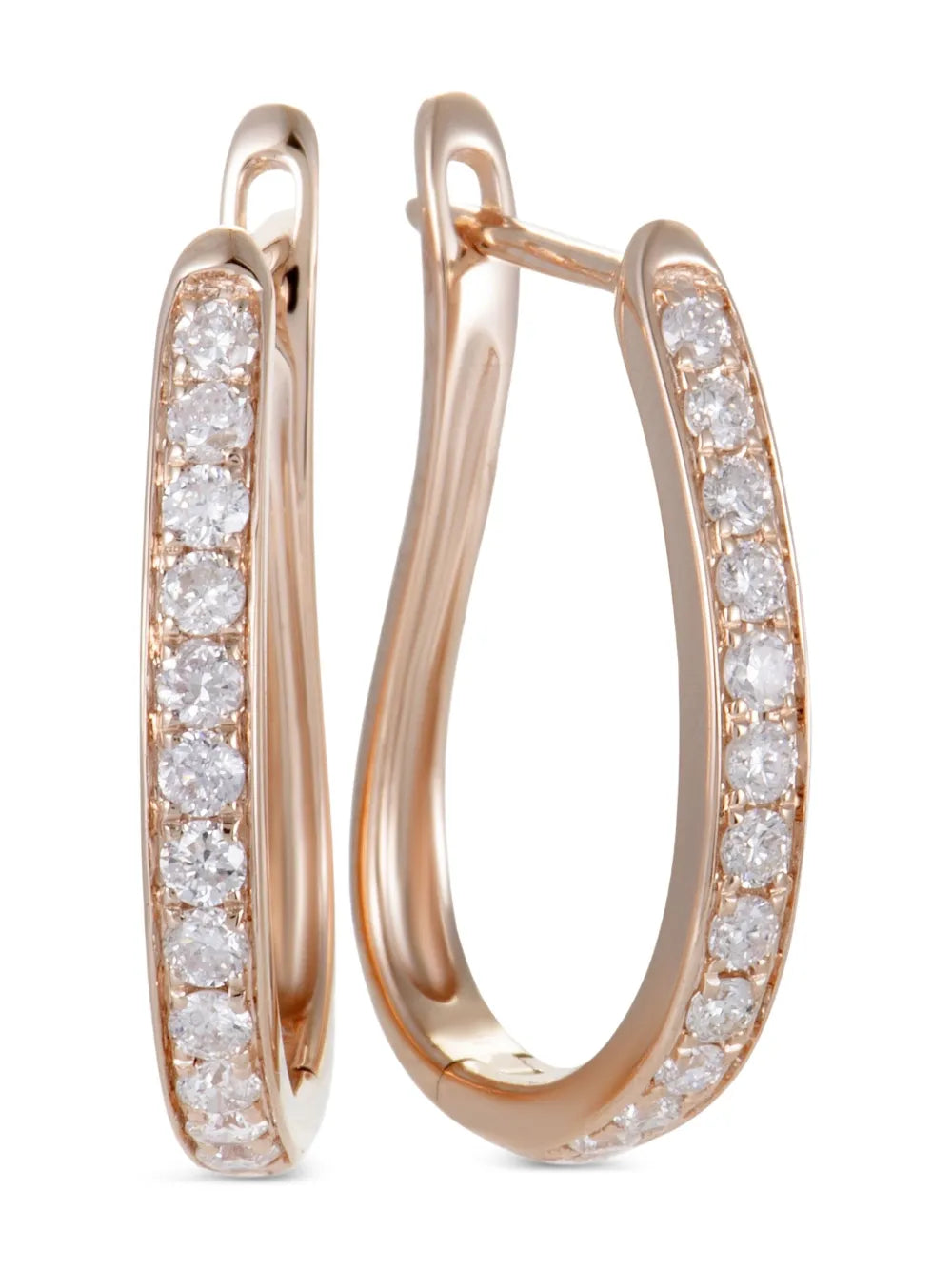 14kt rose gold diamond hoop earrings