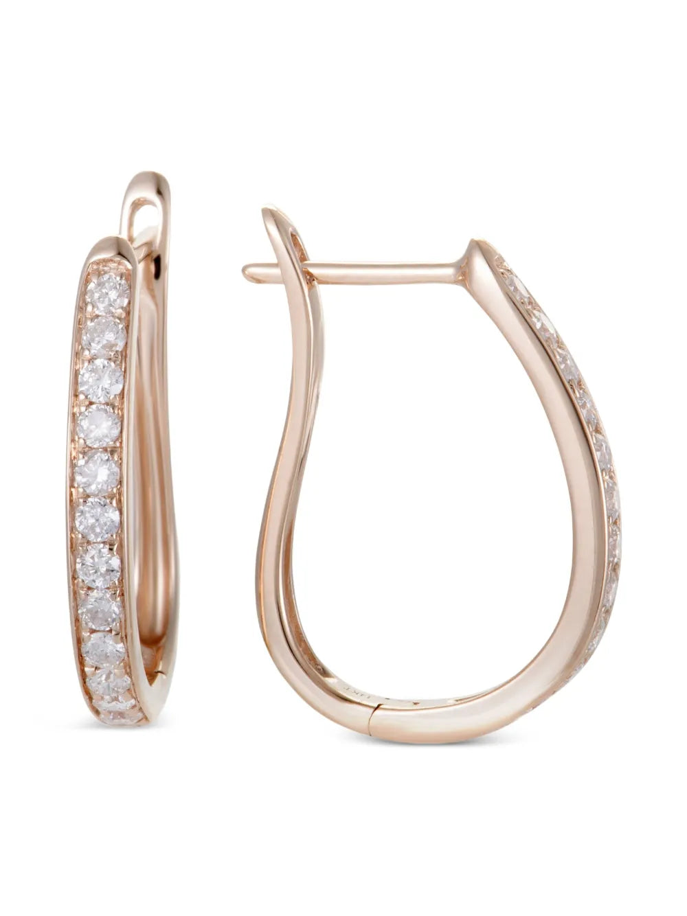 14kt rose gold diamond hoop earrings