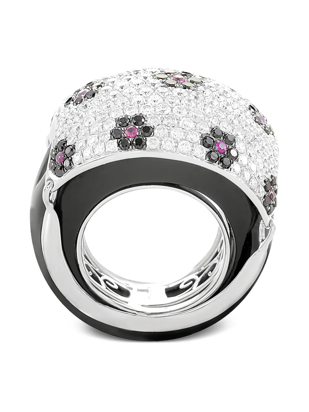 18K white gold multi-stone dome ring