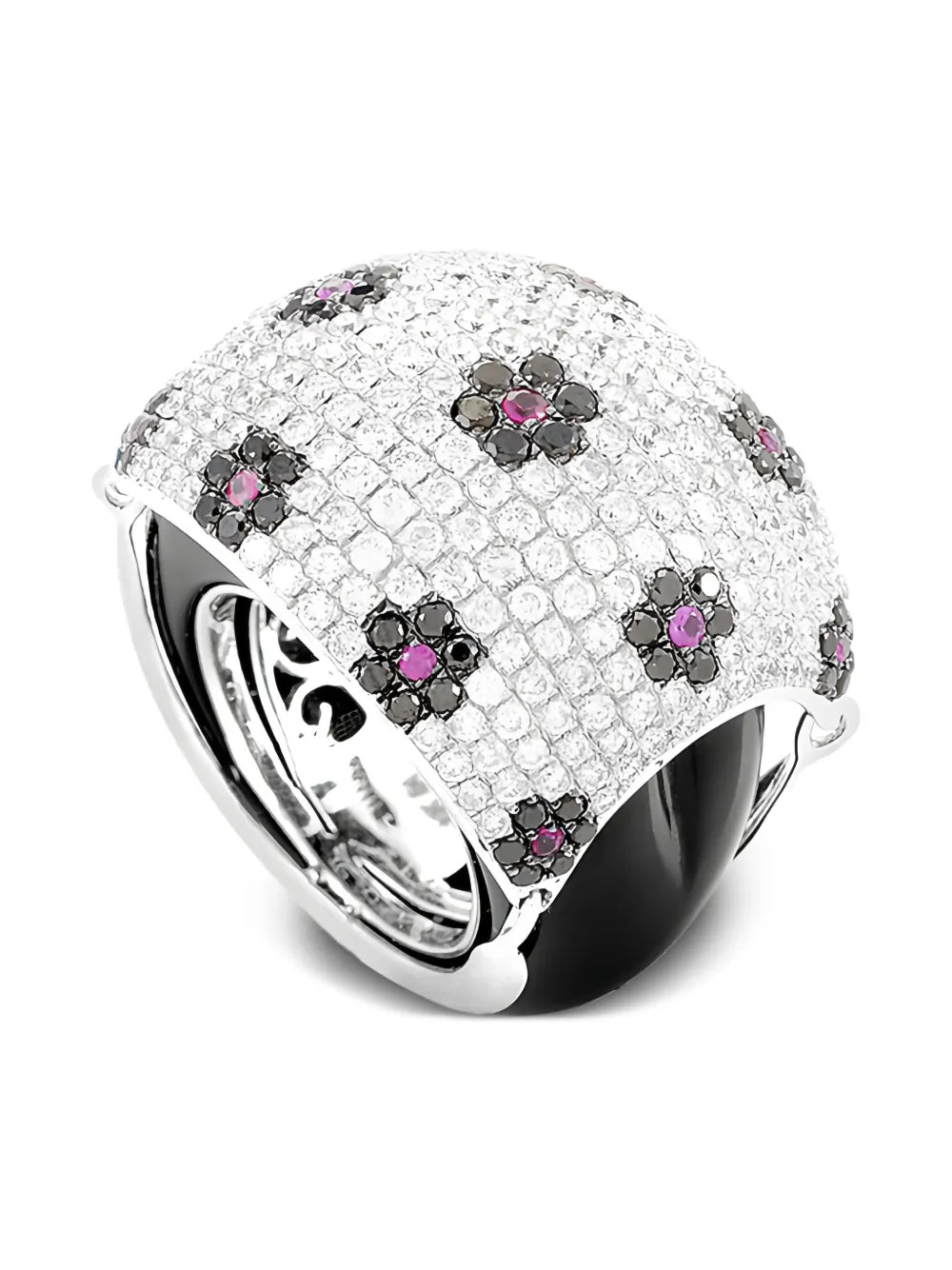 18K white gold multi-stone dome ring