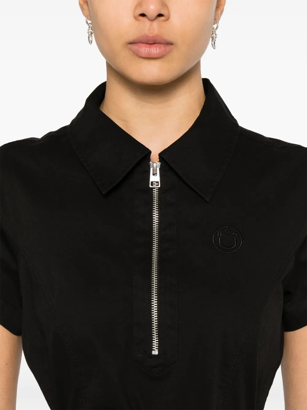 logo-embroidered mini dress