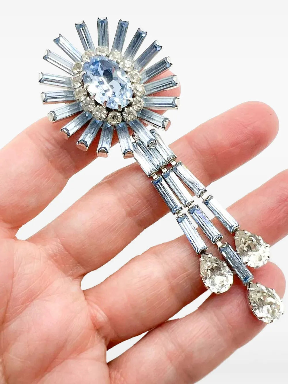 1950s Schöffel crystal droplet brooch