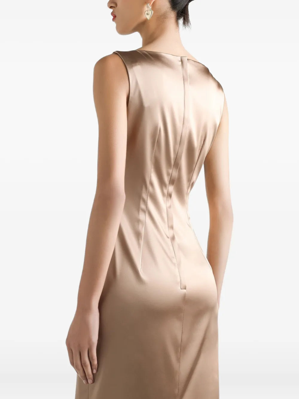 pleat-detail satin midi dress