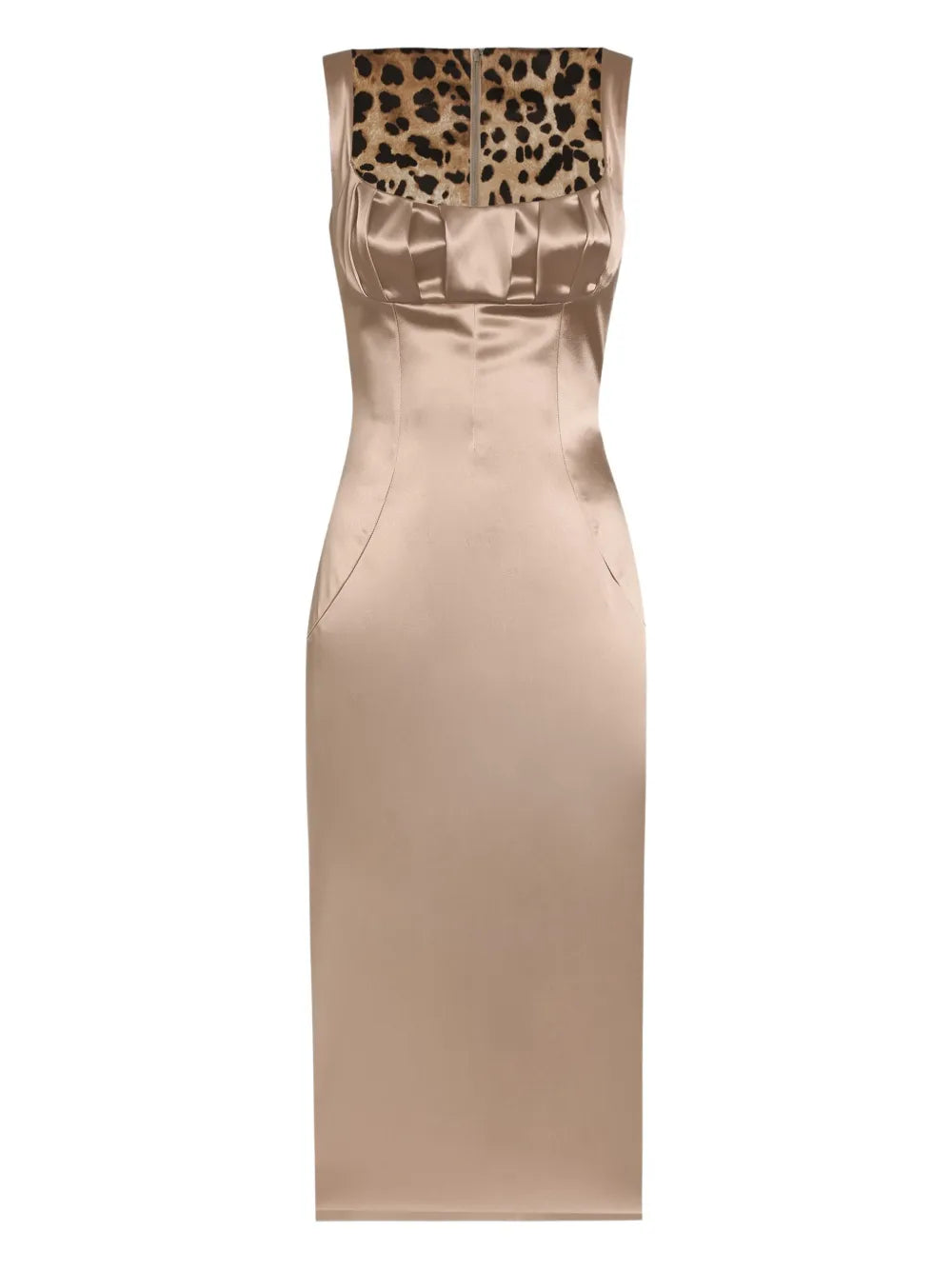 pleat-detail satin midi dress