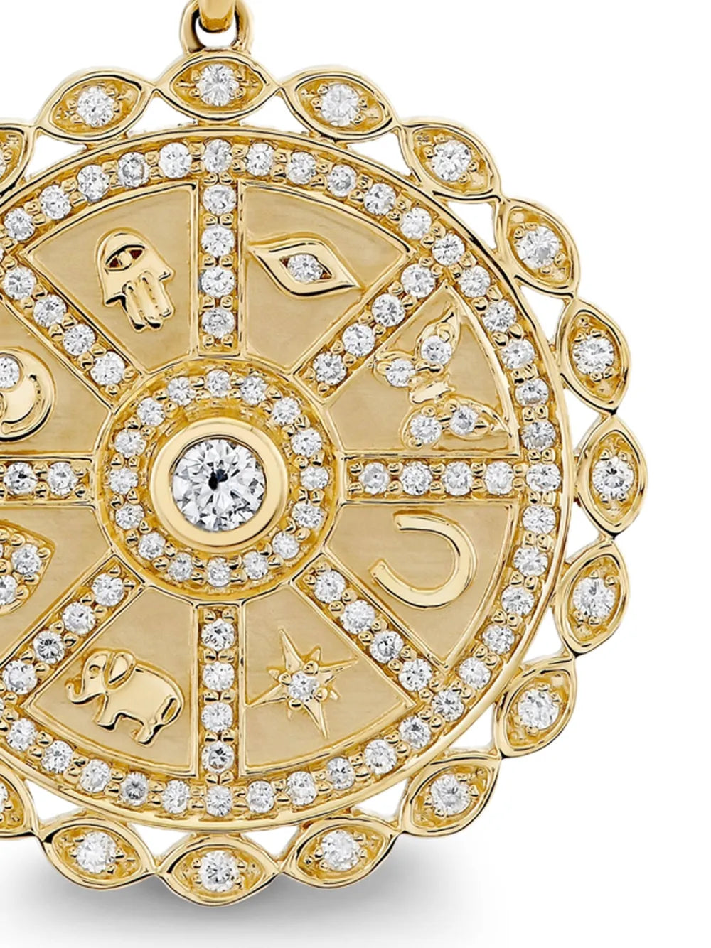 14K yellow gold Icon Wheel Coin diamond necklace