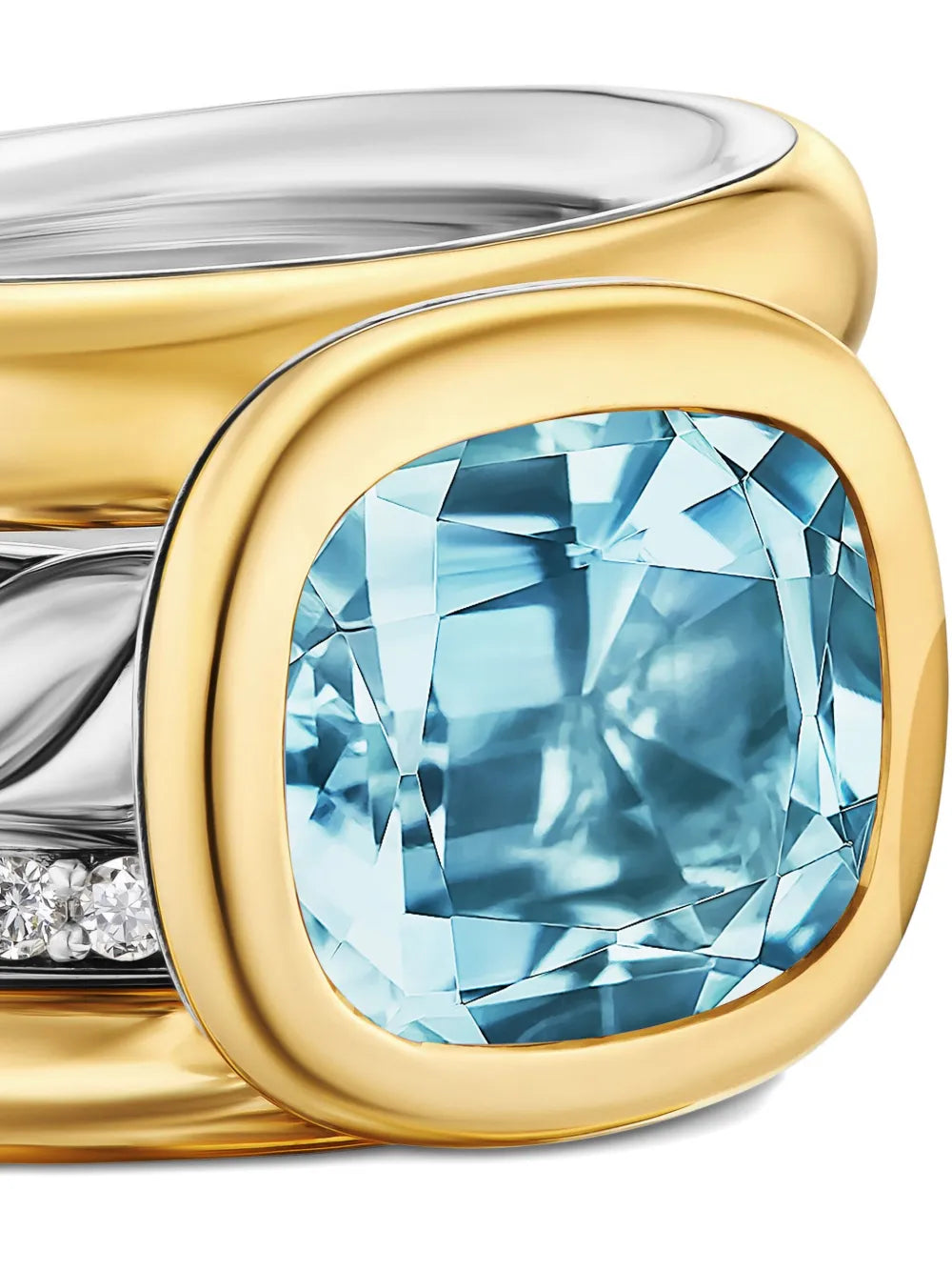 18K yellow gold and sterling silver DY Mercer® Four Row diamond and topaz ring