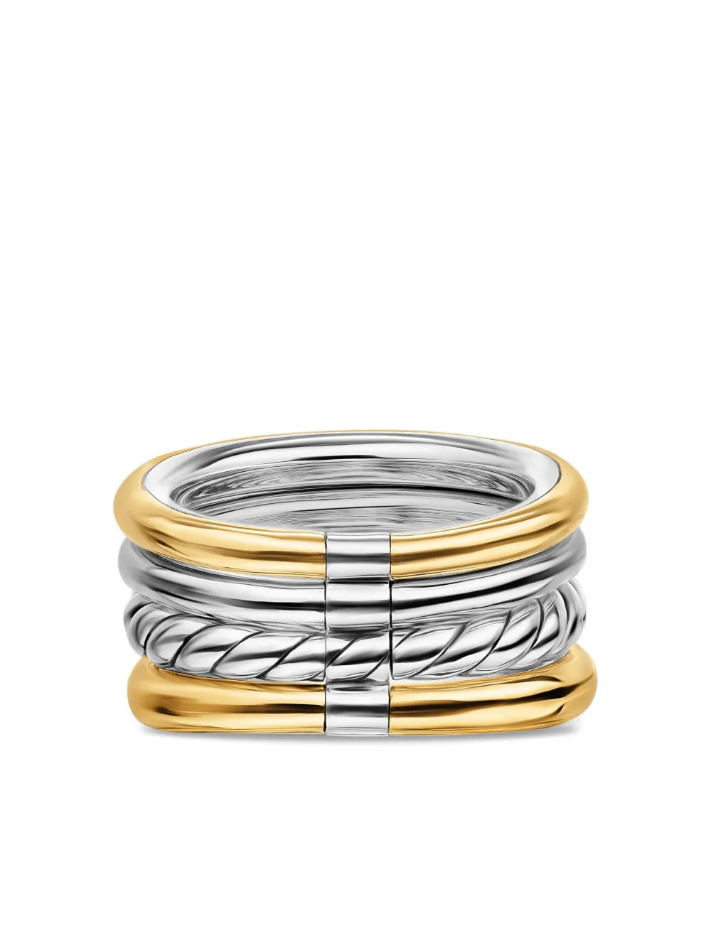 18K yellow gold and sterling silver DY Mercer® Four Row diamond and topaz ring