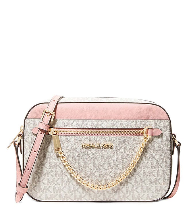 Michael Kors White Jet Set Logo Large Cross Body Bag