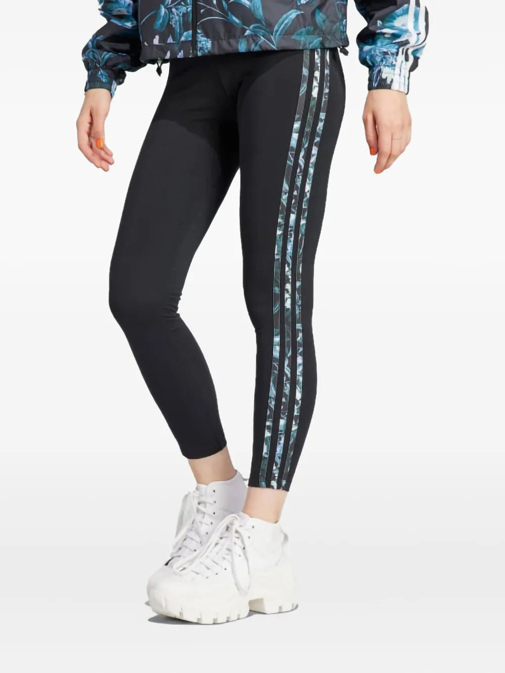 3-Stripes Floral Black leggings