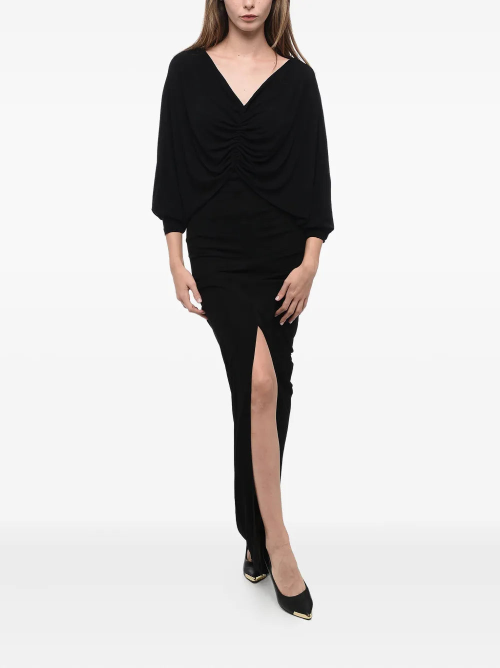 v-neck draped dress
