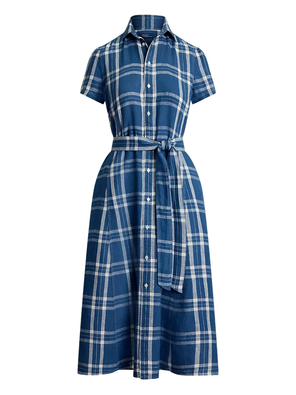 plaid-checked shirtdress