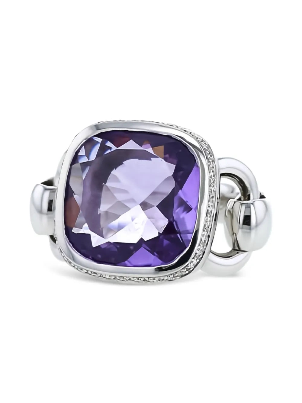 2010s white gold Fille amethyst and diamond ring