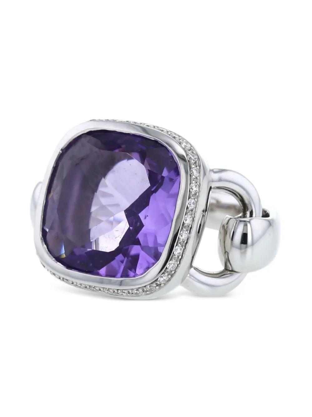 2010s white gold Fille amethyst and diamond ring