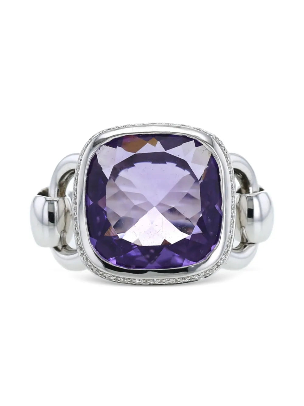 2010s white gold Fille amethyst and diamond ring