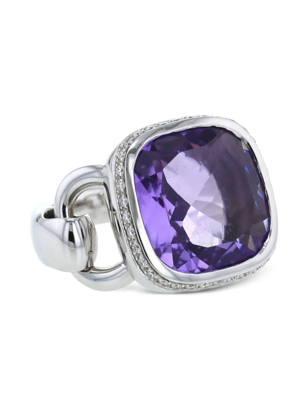 2010s white gold Fille amethyst and diamond ring