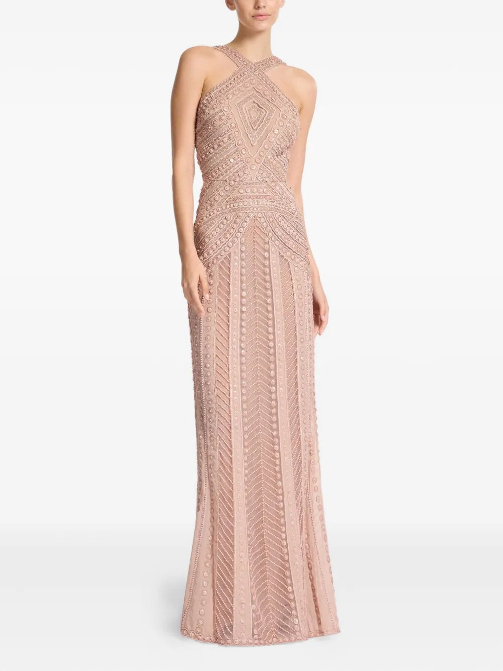 embroidered tulle maxi dress