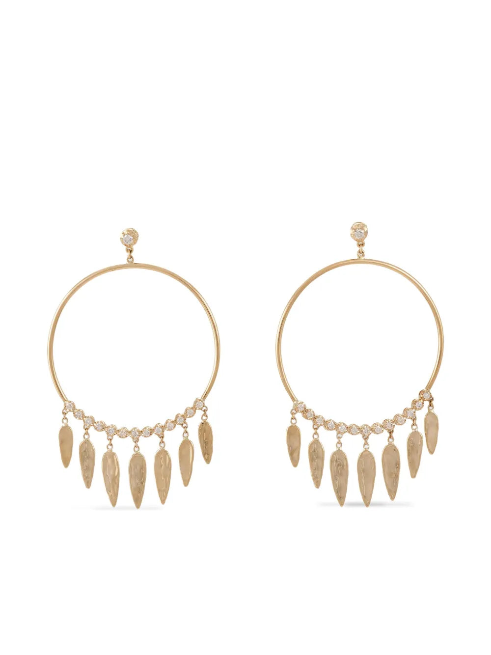 14K yellow gold hoop diamond earrings