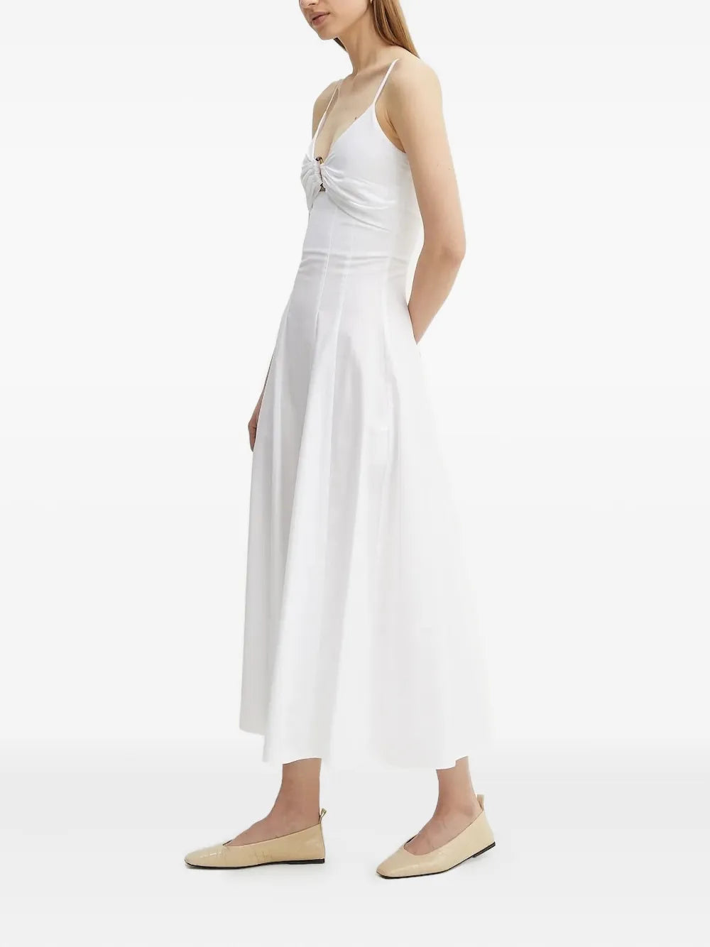 ring-detail midi dress