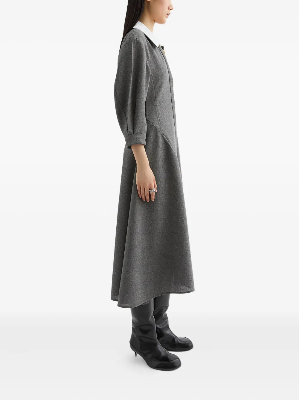 contrasting-collar midi dress