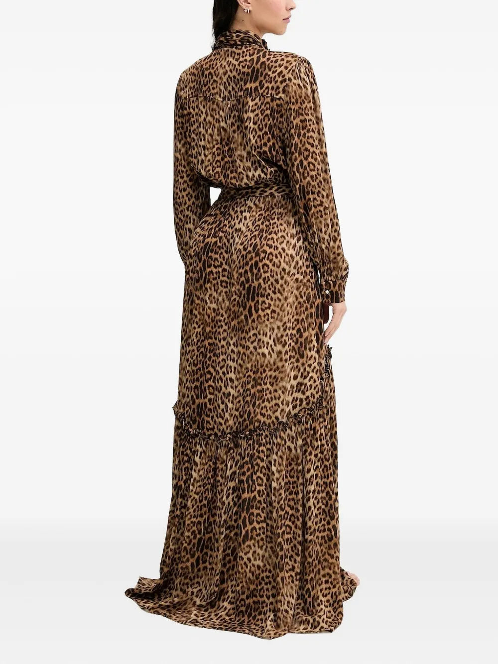 leopard-print ruffled maxi dress